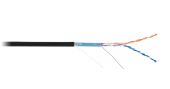 Кабель NETLAN F/UTP 2 пары, Кат.5 (Класс D), 100МГц, одножильный, BC (чистая медь), внешний, PE до -40C, черный, 305м