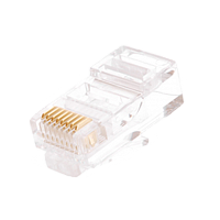 Коннектор NETLAN RJ45/8P8C под витую пару, Кат.5e (Класс D), 100МГц, покрытие 3мкд, универсальные ножи, для проводников 0,47-0,51мм, экранированный, у