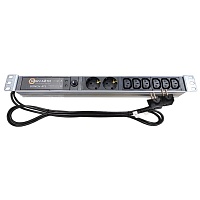 BONCH-ATS/PDU Горизонтальный ПДУ с функцией АВР для стандартного 19 дюймого шкафа имеет 2 розетки Schuko и 6 розеток С13  и кабели подключения питания