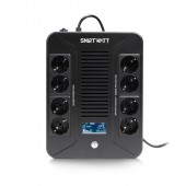 ИБП линейно-интерактивный, мощность 1000/600 ВА/Вт, напольный/настенный, LCD дисплей, Shuko CEE7/4 - 8 шт. (4 шт. с резервным питанием, 4 шт. - сетево