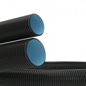 Двустенная труба ПНД гибкая для открытой прокладки д.63мм, SN13, ПВ-0, УФ, с протяжкой, в бухте 50м, цвет черный
