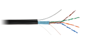 Кабель NETLAN F/UTP 4 пары, Кат.5e (Класс D), 100МГц, одножильный, BC (чистая медь), внешний, PE до -40C, с одножильным тросом, черный, 305м