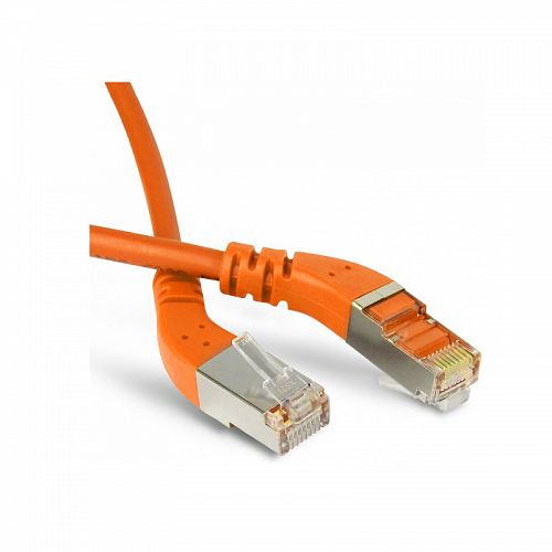 Hyperline PC-APM-STP-RJ45/L45-RJ45/L45-C5e-3M-LSZH-OR Патч-корд F/UTP угловой, экранированный, левый