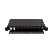 Оптический кросс NIKOMAX 19" Premium Line, 1U, укомплектованный на 8 портов LC/UPC (4 двойных LC/UPC адаптера), MM 50/125 OM2, выдвижной, с полкой,  ч