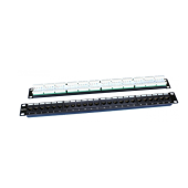 Патч-панель 19", 1U, 24 порта RJ-45, категория 5e, Dual IDC, ROHS, цвет черный