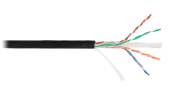 Кабель NETLAN U/UTP 4 пары, Кат.6 (Класс E), 250МГц, одножильный, BC (чистая медь), внешний, PE до -40C, черный, 305м