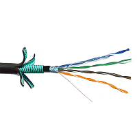 Кабель Суприм F/UTP, 4 пары, Кат.6 (Класс E), 250 МГц, AWG 23, внешний, ПЭ, до -60°С, бронированный, черный, катушка 305 м