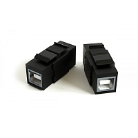 Вставка формата Keystone Jack с проходным адаптером USB 2.0 (Type B), ROHS, черная