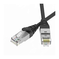Патч-корд экранированный Ultra SLIM CAT6A S/FTP 4х2, 30 AWG, LSZH, чёрный, 1м
