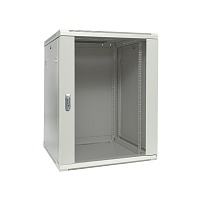 Шкаф настенный 19" TERACOM PRO 15U 600х600 мм дверь стеклянная с замком-ручкой серый