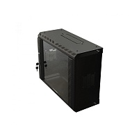Шкаф настенный 19-дюймовый (19"), 22U, 1086х600х250, со стеклянной дверью, несъемные боковые панели, цвет черный (RAL 9004) (собранный)