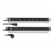 Блок розеток 19" с функц.защиты от перенапряжения,6 х IEC 320 C13 (10A),огранич.перенапряж.(смен.блок),кабель питания 2.5 м с вилкой IEC 320 C14