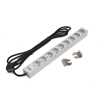 Блок розеток для 19" шкафов, 1U, однофазный 16А, 230V AC, 3 розетки CEE 7/5 (UTE), 2 розетки IEC 60320 C13, с автоматическим вы