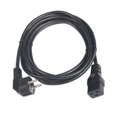 Кабель питания TLK, вход - евровилка с заземлением (Schuko, CEE 7/7) , выход - разъём C19 (IEC 60320),  3x1.5мм2, 3 м, 250В 16A, черный