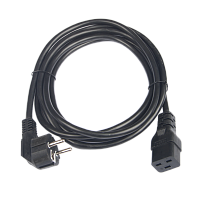 Кабель питания TLK, вход - евровилка с заземлением (Schuko, CEE 7/7) , выход - разъём C19 (IEC 60320),  3x1.5мм2, 3 м, 250В 16A, черный