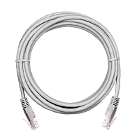 Коммутационный шнур NETLAN U/UTP 4 пары, Кат.5е (Класс D), 100МГц, 2хRJ45/8P8C, T568B, заливной, многожильный, CCA, PVC нг(B), серый, 1,5м, уп-ка 10шт
