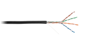 Кабель NETLAN U/UTP 4 пары, Кат.5e, 100МГц, одножильный, CCA (омедненный алюминий),  внешний, PE до -40C, черный, 305м
