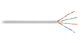 Кабель NETLAN U/UTP 4 пары, Кат.5e (Класс D), 100МГц, одножильный, BC (чистая медь), внутренний, PVC нг(B), серый, 100м