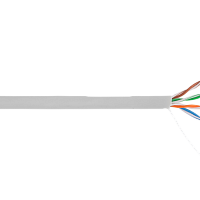 Кабель NETLAN U/UTP 4 пары, Кат.5e (Класс D), 100МГц, одножильный, BC (чистая медь), внутренний, PVC нг(B), серый, 100м
