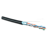 Кабель витая пара, экранир. F/UTP, кат. 5e, 4 пары (24AWG), одножильный (solid), экран - фольга, внешний, PE, -40°C–+60°C, черный-гарантия: 15 лет ком