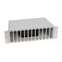 Кросс бокс оптический 19" 3U на 12 адаптерных панелей, цвет серый