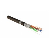 Кабель витая пара, экранированная (S/FTP), категория 7A, 4 пары (23AWG), одножильный (solid), каждая пара в фольге, общий экран - оплетка, PE, черный