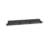 Патч-панель высокой плотности 19" (0,5U), 24 порта RJ-45, категория 6, полностью экранированная, Dual IDC