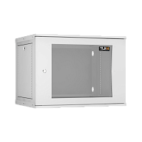 Настенный разборный шкаф TLK 19", 9U, стеклянная дверь, Ш600хВ436хГ450мм, 1 пара монтажных направляющих, серый