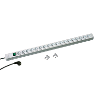 Блок розеток однофазный, 18 розеток CEE 7/5 (UTE), с индикатором, длина 861 мм без крепления, монтаж вертикальный 0U, (LZ-131),