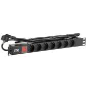 ITK PDU 7 розеток нем. ст, с LED выкл,1U, шнур 2м вилка нем