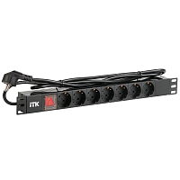 ITK PDU 7 розеток нем. ст, с LED выкл,1U, шнур 2м вилка нем