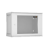 Настенный разборный шкаф TLK 19", 9U, стеклянная дверь, Ш600хВ436хГ350мм, 1 пара монтажных направляющих, серый