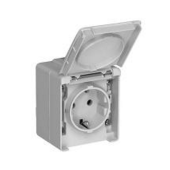 Розетка 2к+з с защитными шторками, серая (48132 CCZ)