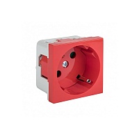 Розетка 45х45 PRO с заземлением, 45 градусов, красная EKF