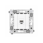 Компьютерная розетка RJ-45 без шторки в стену, кат.6 одинарная, "Avanti", "Белое облако"