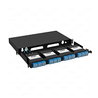 Кросс распределительный стоечный выдвижной 19” 1U, 4 кассеты MPO/MTP, черный