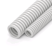 Труба гофрированная ПЛЛ легкая 350 Н безгалогенная (HF) негорючая (НГ) белая с/з д25 (50м/2600м уп/пал) Промрукав