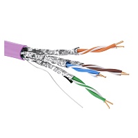 Кабель витая пара кат. 6A экранированный U/FTP, 4 пары, нг(А)-HF,цвет внешней оболочки фиолетовый катушка 500 м