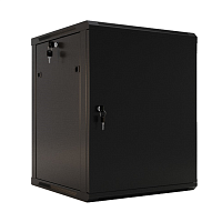 Шкаф настенный 19-дюймовый (19"), 9U, 500x600х450мм, металлическая передняя дверь с замком, две боковые панели, цвет черный (RAL 9004) (разобранный)