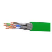 Кабель витая пара кат. 6A экранированный S/FTP, 4 пары, нг(А)-HF,цвет внешней оболочки зеленый катушка 500 м