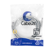 Патч-корд U/UTP, категория 5е, 2xRJ45/8p8c, неэкранированный, серый, PVC, 3м