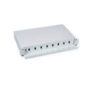 Кросс бокс оптический 19" на 8 SC (LC duplex) со сплайс пластиной, выдвижной (без пигтейлов и проходных адаптеров)