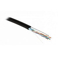 Кабель витая пара, экранированная F/UTP, кат 5e, 4 пары (24 AWG), одножильный (solid), экран - фольга, с металл тросом, внешний, PE, -40°C-+50°C, черн