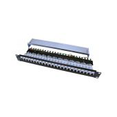 Патч-панель 19", 1U, 24 порта RJ-45 полн. экран., категория 6, Dual IDC, ROHS, цвет черный