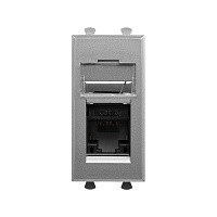 Компьютерная розетка RJ-45 модульная, кат.5е, "Avanti", "Закаленная сталь", 1 модуль