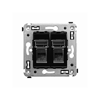 Телефонная розетка RJ-12 в стену двойная, "Avanti", "Черный квадрат"