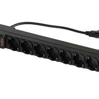 Блок электрических розеток TLK, 19", 8 гнезд "евророзетка", макс. нагрузка 10 А, с фильтром, c шнуром питания с разъемом IEC320 C14, пластиковый корпу