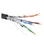 Кабель витая пара кат. 6A экранированный U/FTP, 4 пары, нг(А)-HF, для внешней/внутренней прокладки, чёрный, катушка 500 м