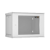 Настенный разборный шкаф TLK 19", 9U, стеклянная дверь, Ш600хВ436хГ450мм, 1 пара монтажных направляющих, серый