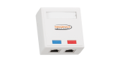 Настенная розетка NIKOMAX, 2 порта, Кат.6 (Класс E), 250МГц, RJ45/8P8C, 110/KRONE, T568A/B, на печатной плате, экранированная, белая - гарантия: 5 лет